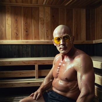 Hunter S Thompson in the sauna