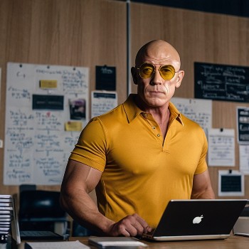 Hunter Thompson ready to write at his standing desk