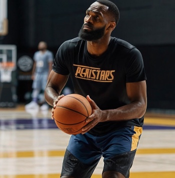 Lebron james warming up for a game