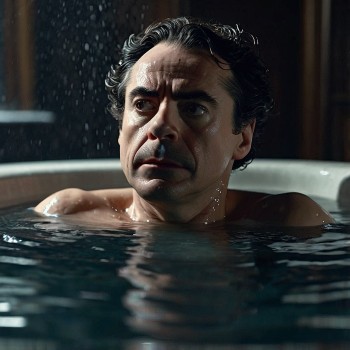 Sherlock Holmes having a cold plunge