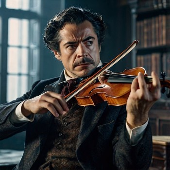 Sherlock Holmes playing violin