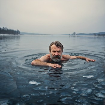 Wim hof in a frozen lake