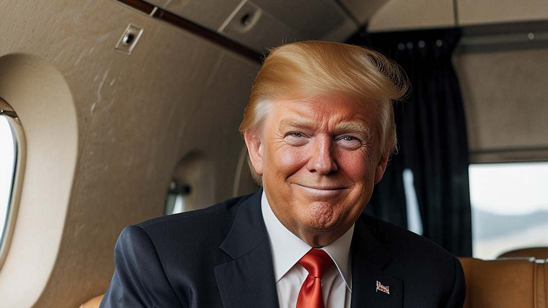 Donald Trump sitting on his plane
