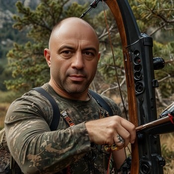Joe rogan in the mountains with crossbow