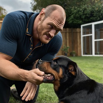 Tyson Fury with his rottweiler