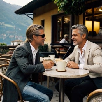 Clooney and Pitt meet for coffee