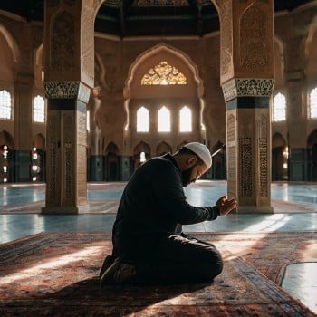 DJ Khalid praying in a mosque