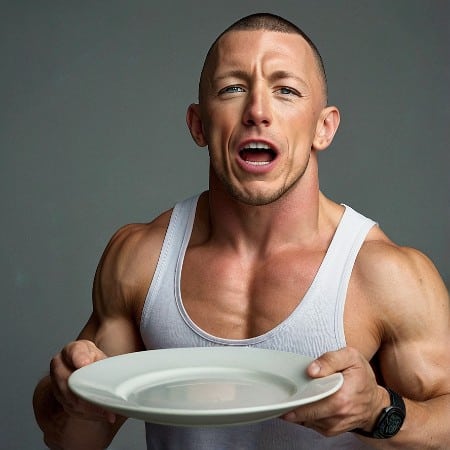 GSP holding empty plate showing fasting