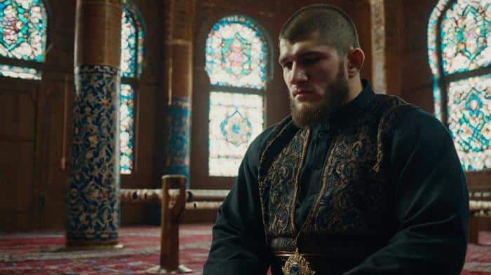 Khabib praying in a mosque