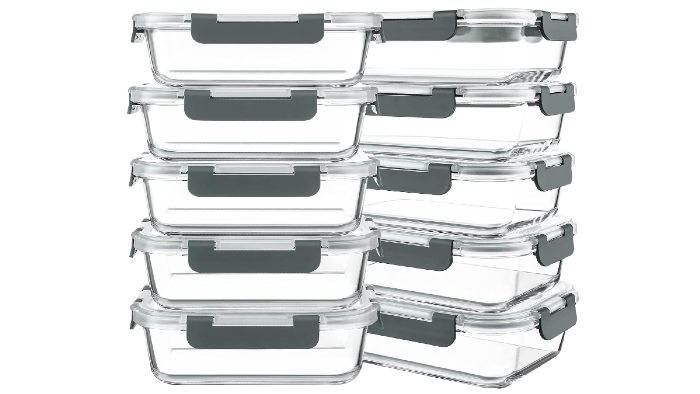 Meal prep storage glass containers