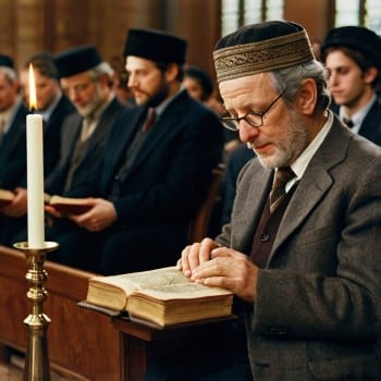 Spielberg praying at a synagogue