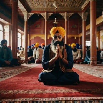 Waris Ahluwalia praying at sikh temple