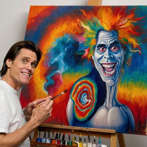 Jim Carrey painting and drawing