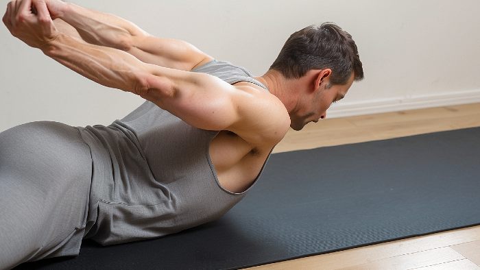 Man doing posture stretch on floor