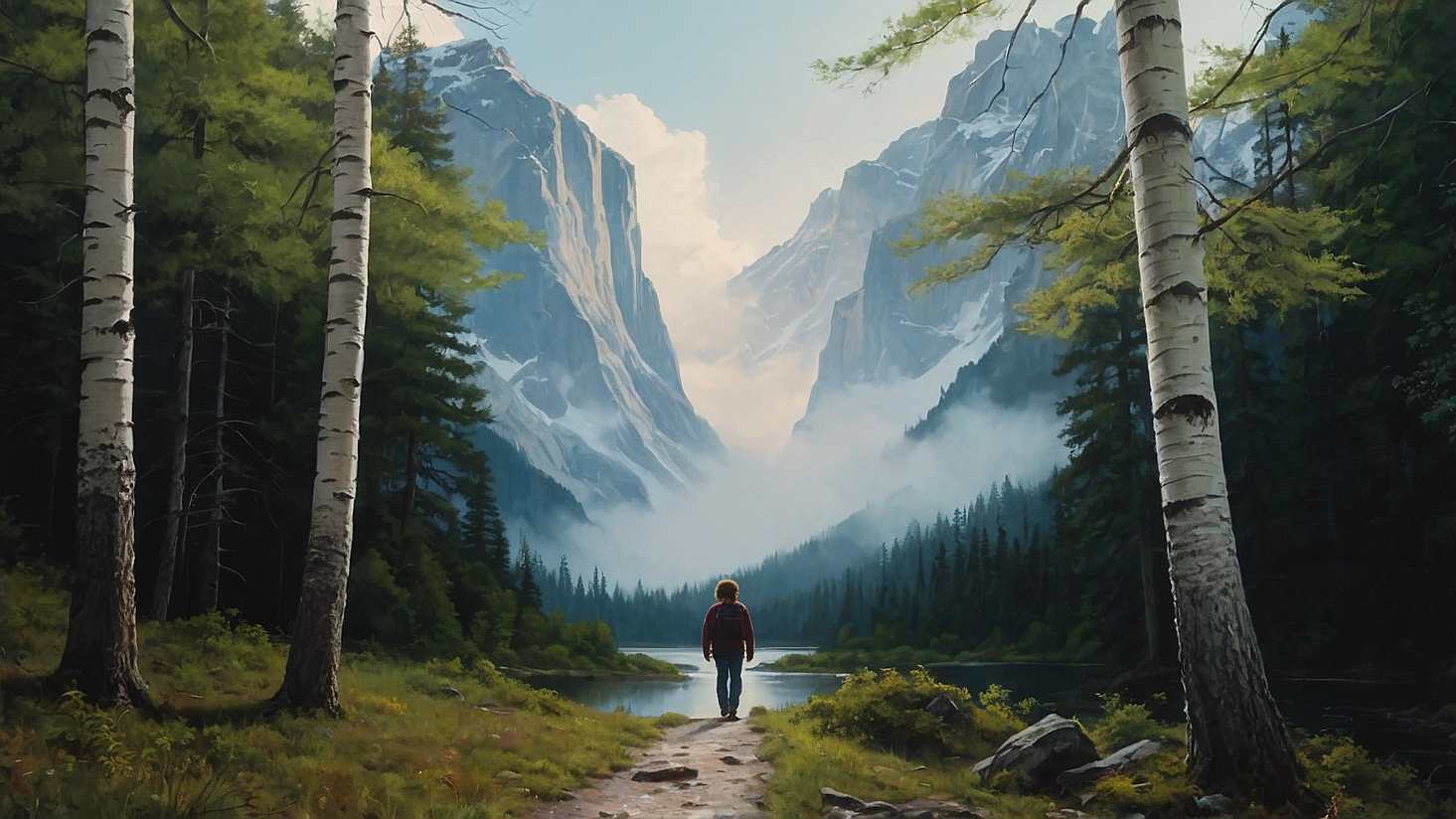 Nature Immersion man taking a hike in the mountains