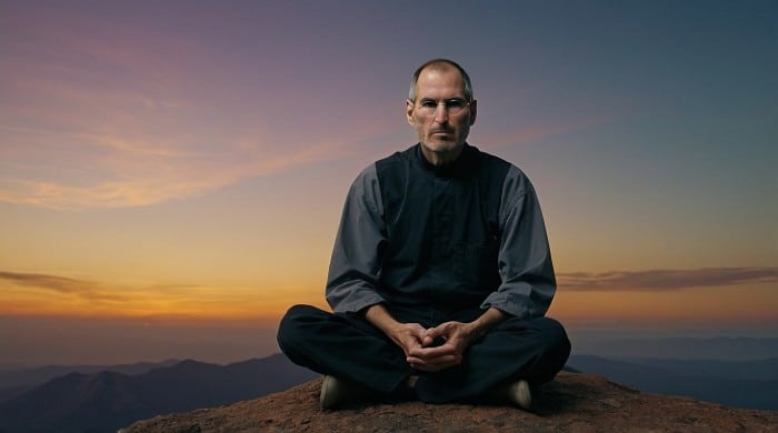 Steve Jobs meditating