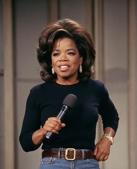 Young Oprah with mic routine